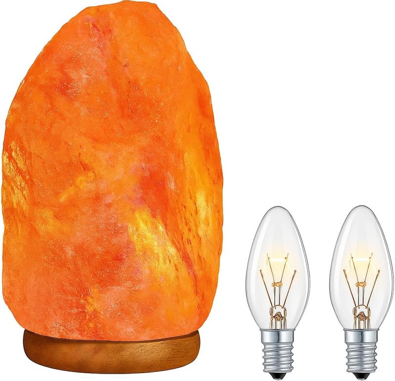Needs&Gifts Himalayan Salt Lamp with Dimmer Cord and 2 Bulbs, Natural Crystal Rock Lamp for Relaxing Warm Light, Handcrafted from Himalayan Pink Salt - Image 2